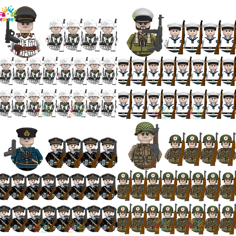 Lego Minifigure Holder - 어린이 장난감 21개/세트 2차 세계대전 N001-N095