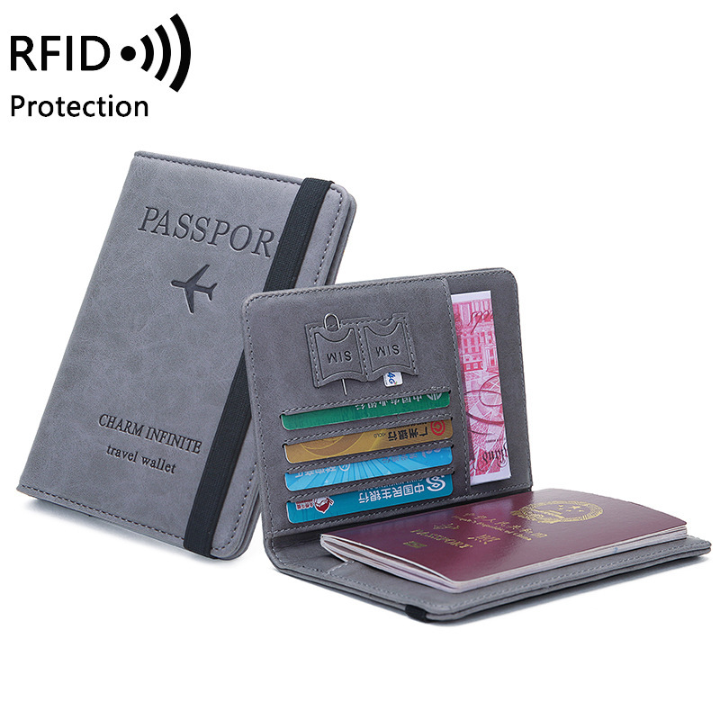 Card Top Loader - 남녀공용 PU 가죽 여권 홀더 -