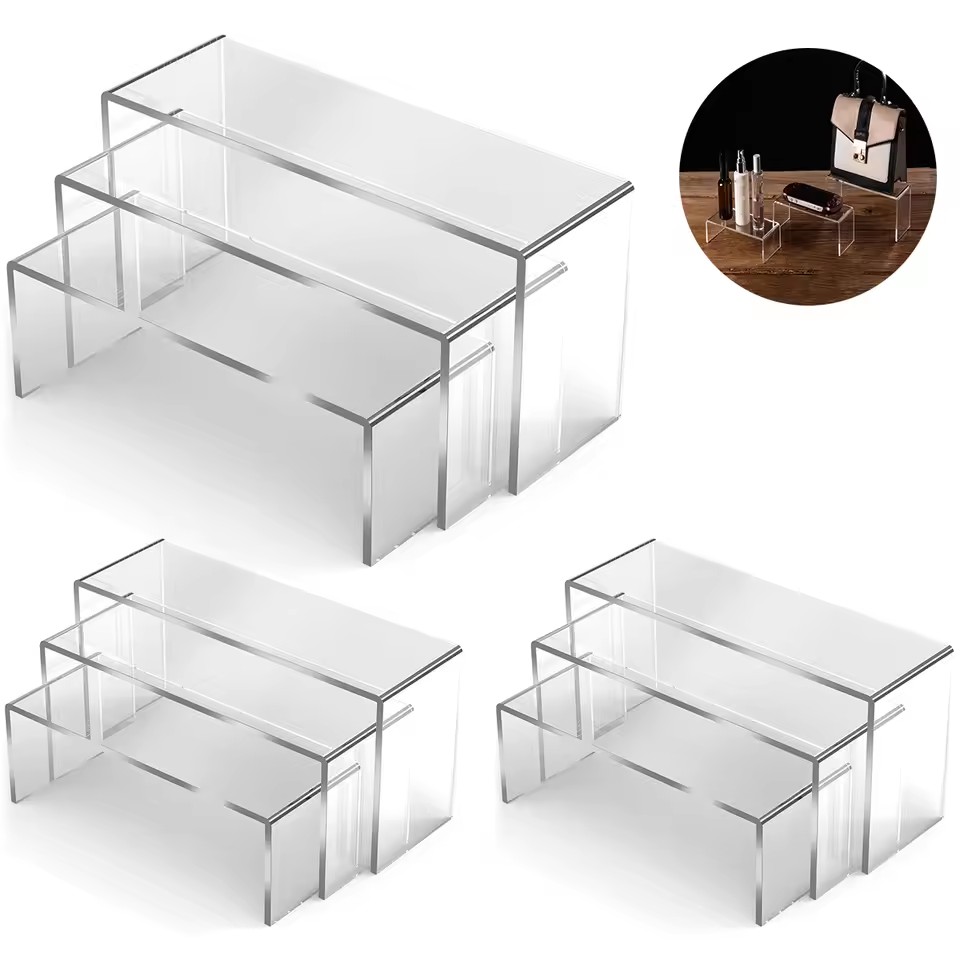 Display Risers Set - 3/6/9/12Pc 투명 아크릴 디스플레이 스탠드 화장품