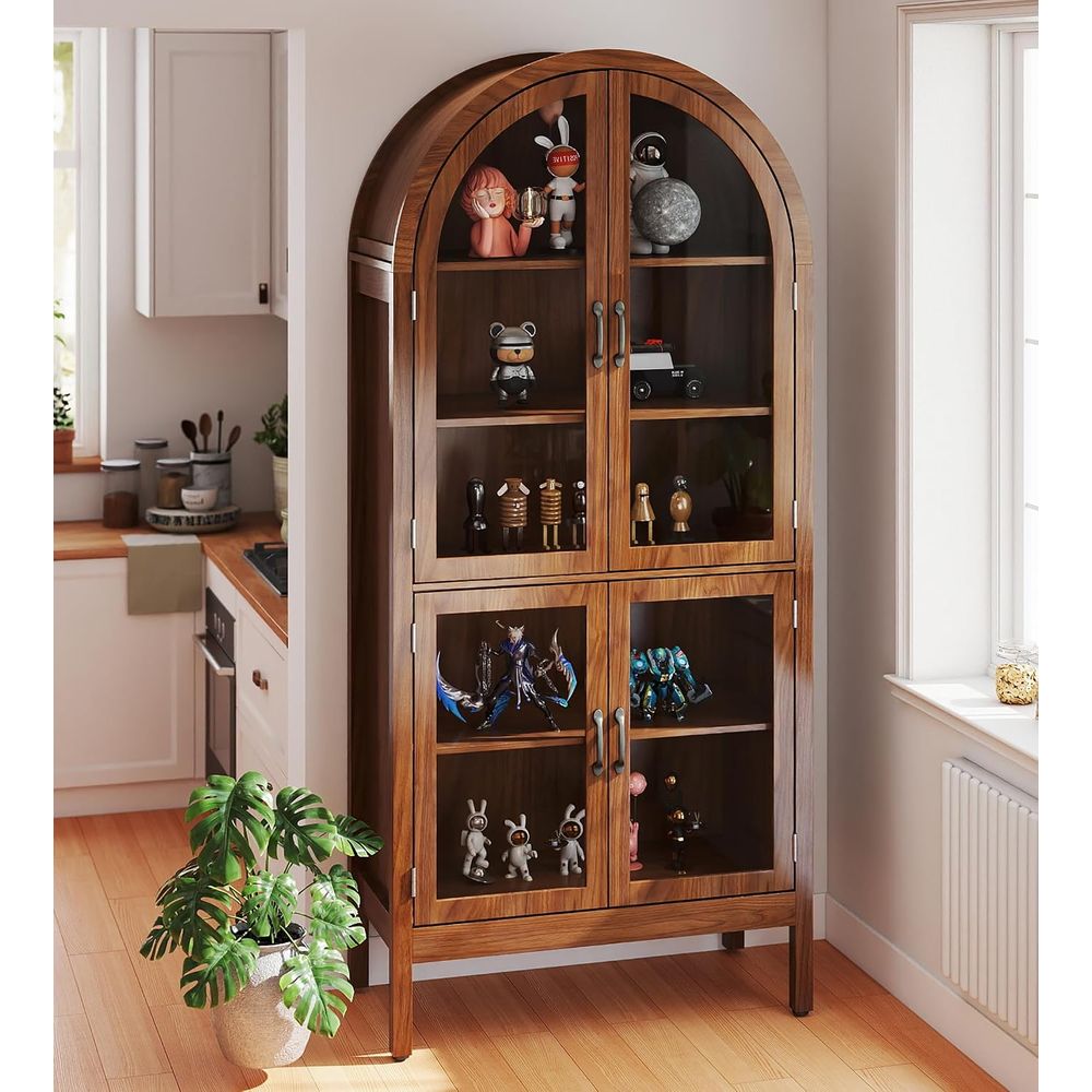 Display Case Acrylic - 70.9인치 높이의 호두나무 아크릴 유리 진열장
