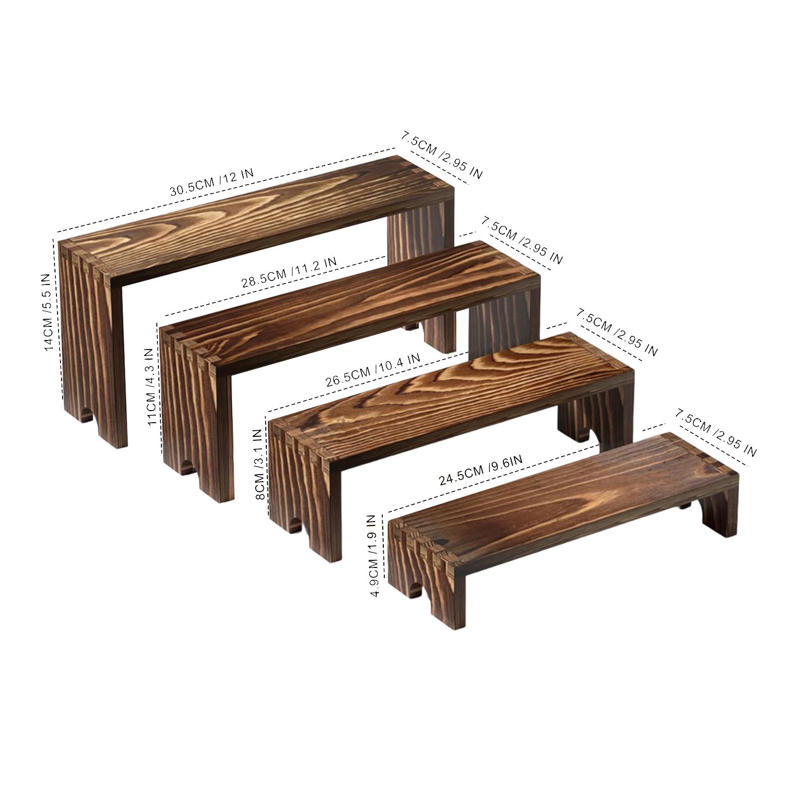 Display Risers Set - 4개의 나무 받침대 컵케이크 스탠드, 쌓을