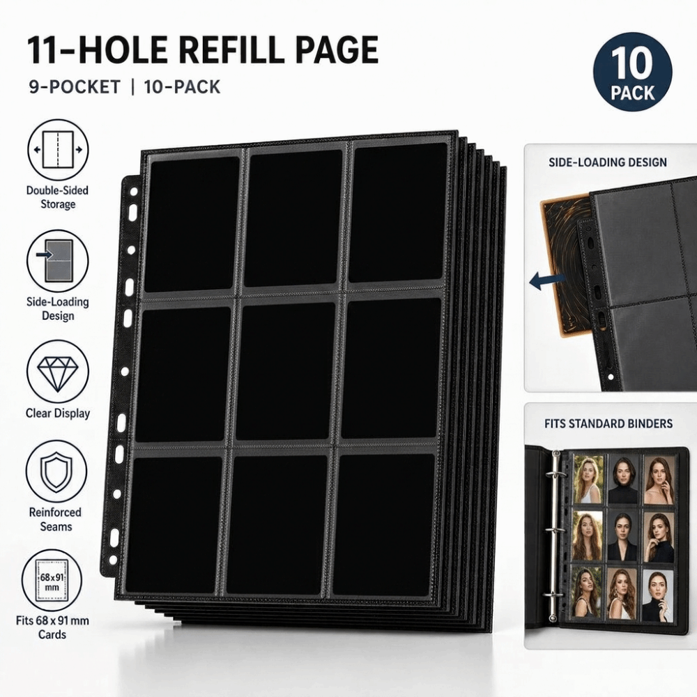 10개입 9포켓 A4 트레이딩 카드 바인더 페이지 측면 - Trading Card Binder 리뷰 및 가격