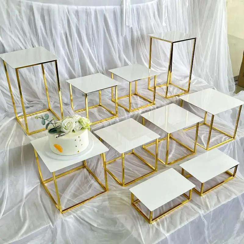 12-20개 고급 골드 프레임 화이트 탑 디저트 테이블 - Display Risers Set 리뷰 및 가격