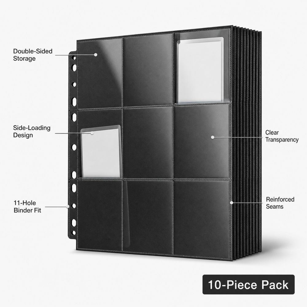 10개입 9포켓 A4 트레이딩 카드 바인더 페이지 측면 - Trading Card Binder 리뷰 및 가격