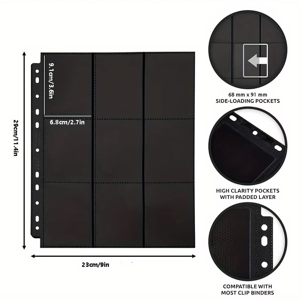 180 게임 카드용 양면 로딩 포켓, 블랙 9 포켓 A - Trading Card Binder 리뷰 및 가격